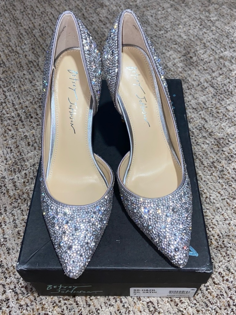 Betsey Johnson Silver Crystal D'Orsay Pointed Pump - Picture 2 of 5